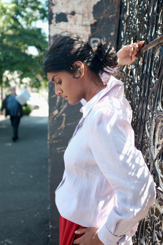 Cassie Shirt in Linen Lilac