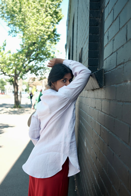 Cassie Shirt in Linen Lilac